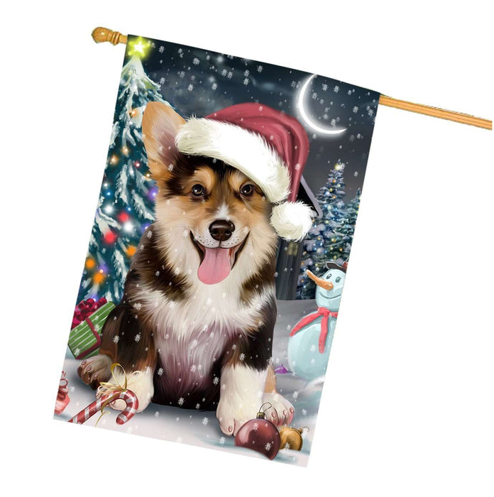 Have a Holly Jolly Christmas Happy Holidays Corgi Dog House Flag HFLG245