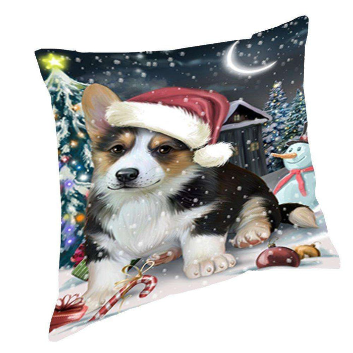Have a Holly Jolly Christmas Happy Holidays Corgi Dog Throw Pillow PIL352