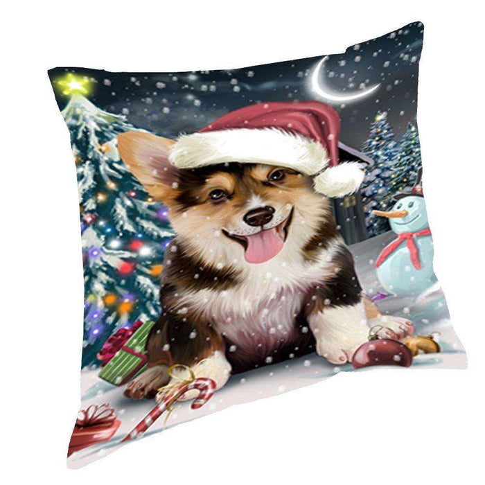 Have a Holly Jolly Christmas Happy Holidays Corgi Dog Throw Pillow PIL356