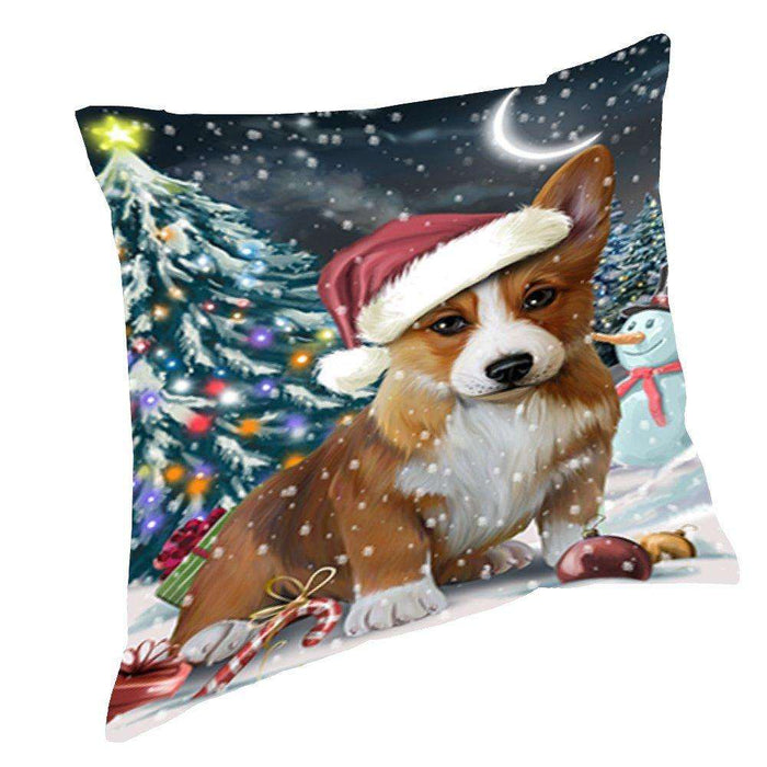 Have a Holly Jolly Christmas Happy Holidays Corgi Dog Throw Pillow PIL360