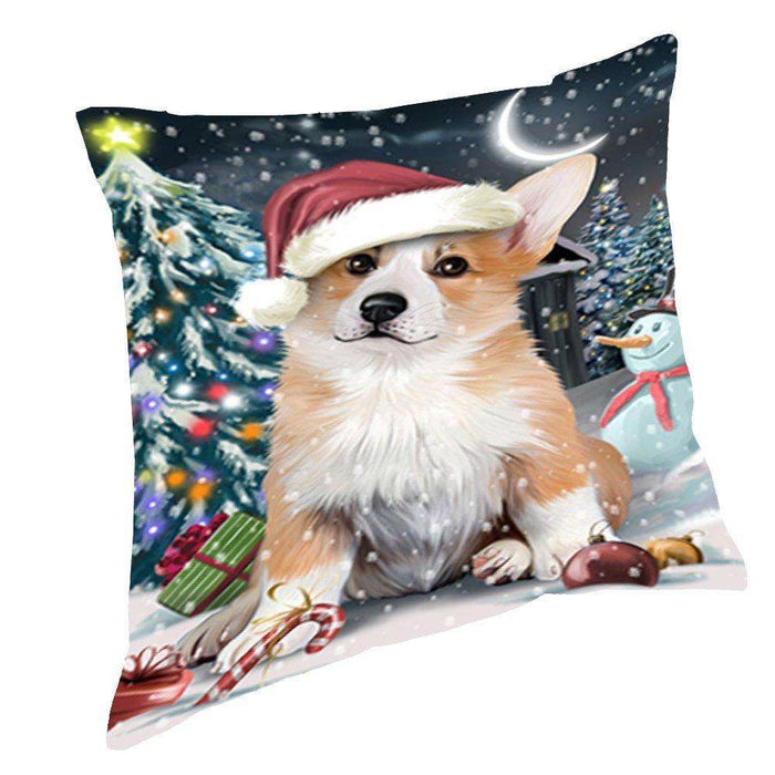 Have a Holly Jolly Christmas Happy Holidays Corgi Dog Throw Pillow PIL364