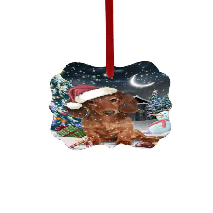 Have a Holly Jolly Christmas Happy Holidays Dachshund Dog Double-Sided Photo Benelux Christmas Ornament LOR48144