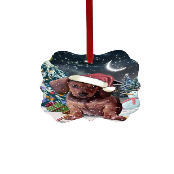 Have a Holly Jolly Christmas Happy Holidays Dachshund Dog Double-Sided Photo Benelux Christmas Ornament LOR48146
