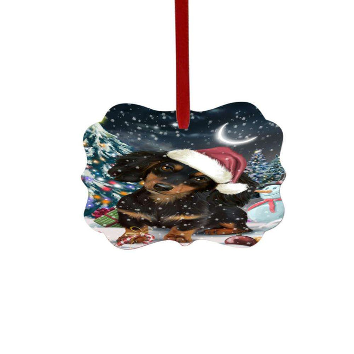 Have a Holly Jolly Christmas Happy Holidays Dachshund Dog Double-Sided Photo Benelux Christmas Ornament LOR48147