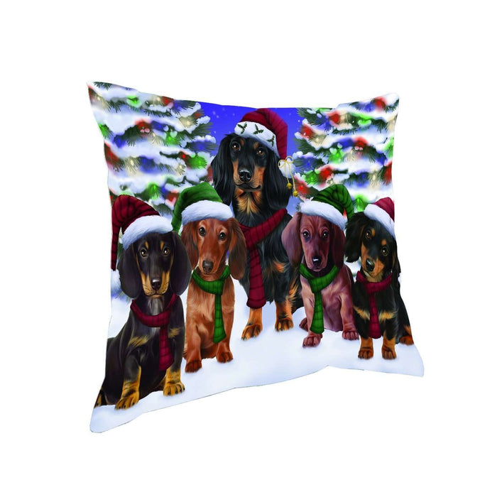 Have a Holly Jolly Christmas Happy Holidays Dachshund Dog Throw Pillow PIL1656