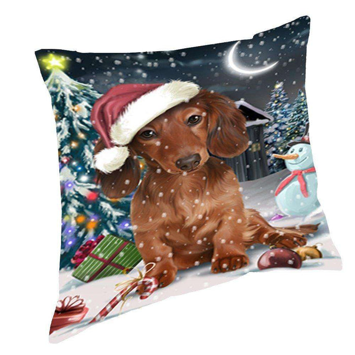 Have a Holly Jolly Christmas Happy Holidays Dachshund Dog Throw Pillow PIL368