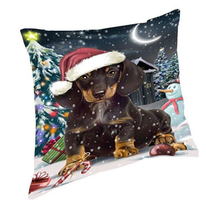 Have a Holly Jolly Christmas Happy Holidays Dachshund Dog Throw Pillow PIL372
