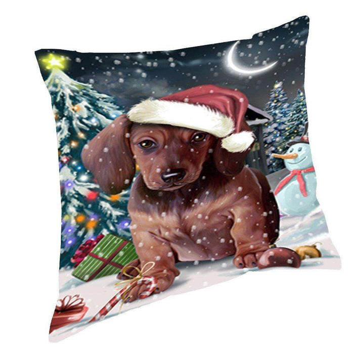 Have a Holly Jolly Christmas Happy Holidays Dachshund Dog Throw Pillow PIL376