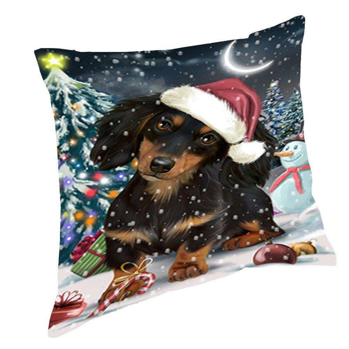 Have a Holly Jolly Christmas Happy Holidays Dachshund Dog Throw Pillow PIL380