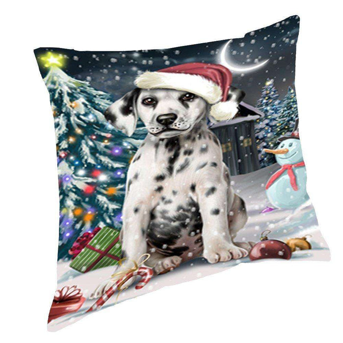 Have a Holly Jolly Christmas Happy Holidays Dalmatian Dog Throw Pillow PIL388
