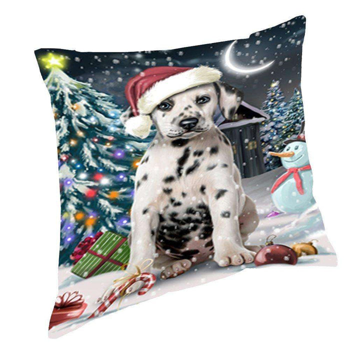 Have a Holly Jolly Christmas Happy Holidays Dalmatian Dog Throw Pillow PIL396