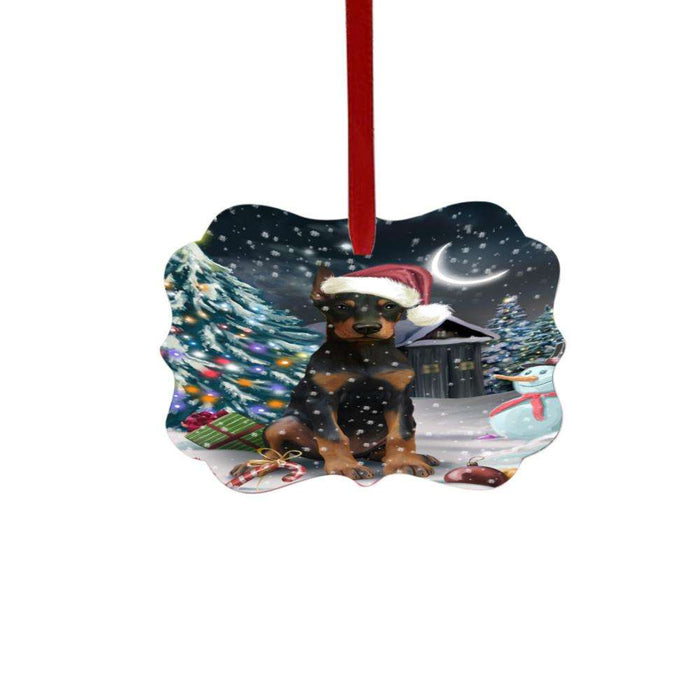 Have a Holly Jolly Christmas Happy Holidays Doberman Pincher Dog Double-Sided Photo Benelux Christmas Ornament LOR48155