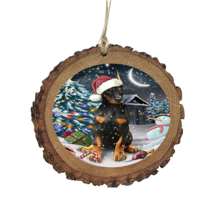 Have a Holly Jolly Christmas Happy Holidays Doberman Pincher Dog Wooden Christmas Ornament WOR48152