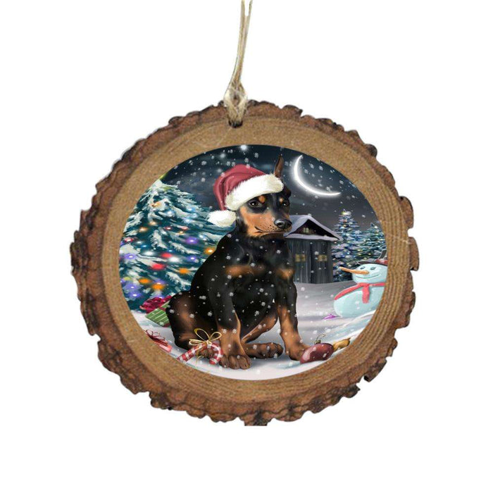 Have a Holly Jolly Christmas Happy Holidays Doberman Pincher Dog Wooden Christmas Ornament WOR48153