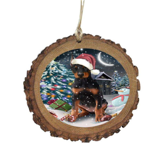Have a Holly Jolly Christmas Happy Holidays Doberman Pincher Dog Wooden Christmas Ornament WOR48154