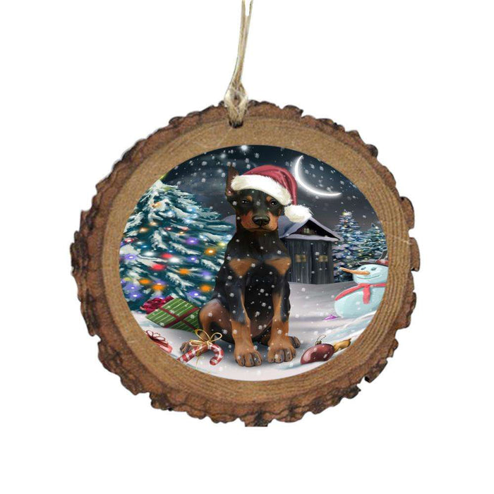 Have a Holly Jolly Christmas Happy Holidays Doberman Pincher Dog Wooden Christmas Ornament WOR48155