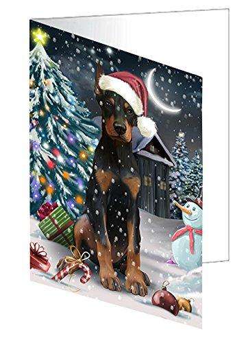 Have a Holly Jolly Christmas Happy Holidays Doberman Pinscher Dog Handmade Artwork Assorted Pets Greeting Cards and Note Cards with Envelopes for All Occasions and Holiday Seasons GCD2525