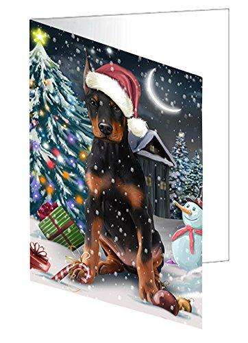 Have a Holly Jolly Christmas Happy Holidays Doberman Pinscher Dog Handmade Artwork Assorted Pets Greeting Cards and Note Cards with Envelopes for All Occasions and Holiday Seasons GCD2540