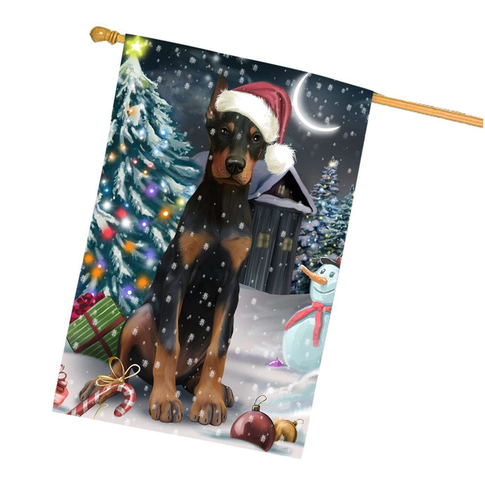 Have a Holly Jolly Christmas Happy Holidays Doberman Pinscher Dog House Flag HFLG248