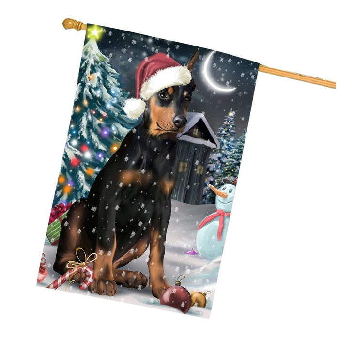 Have a Holly Jolly Christmas Happy Holidays Doberman Pinscher Dog House Flag HFLG250