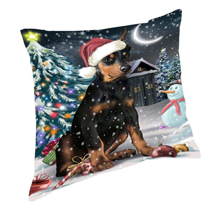 Have a Holly Jolly Christmas Happy Holidays Doberman Pinscher Dog Throw Pillow PIL408