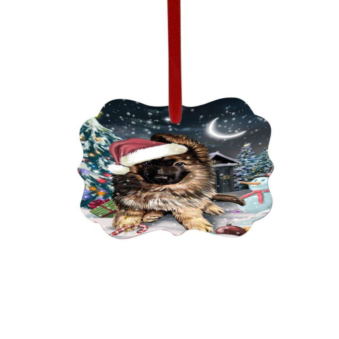 Have a Holly Jolly Christmas Happy Holidays German Shepherd Dog Double-Sided Photo Benelux Christmas Ornament LOR48278