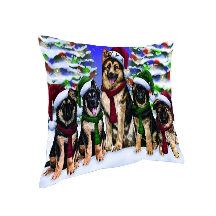 Have a Holly Jolly Christmas Happy Holidays German Shepherd Dog Throw Pillow PIL1672