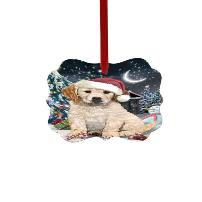 Have a Holly Jolly Christmas Happy Holidays Golden Retriever Dog Double-Sided Photo Benelux Christmas Ornament LOR48280