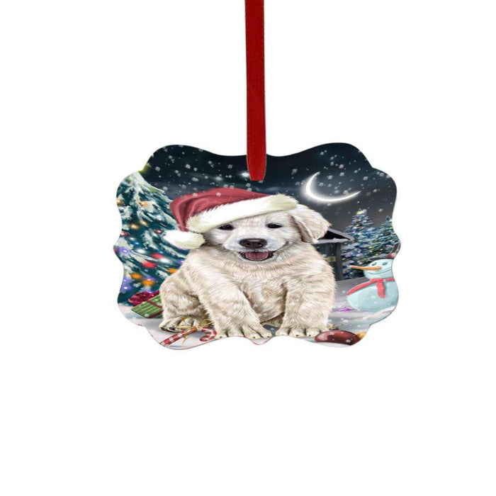 Have a Holly Jolly Christmas Happy Holidays Golden Retriever Dog Double-Sided Photo Benelux Christmas Ornament LOR48282