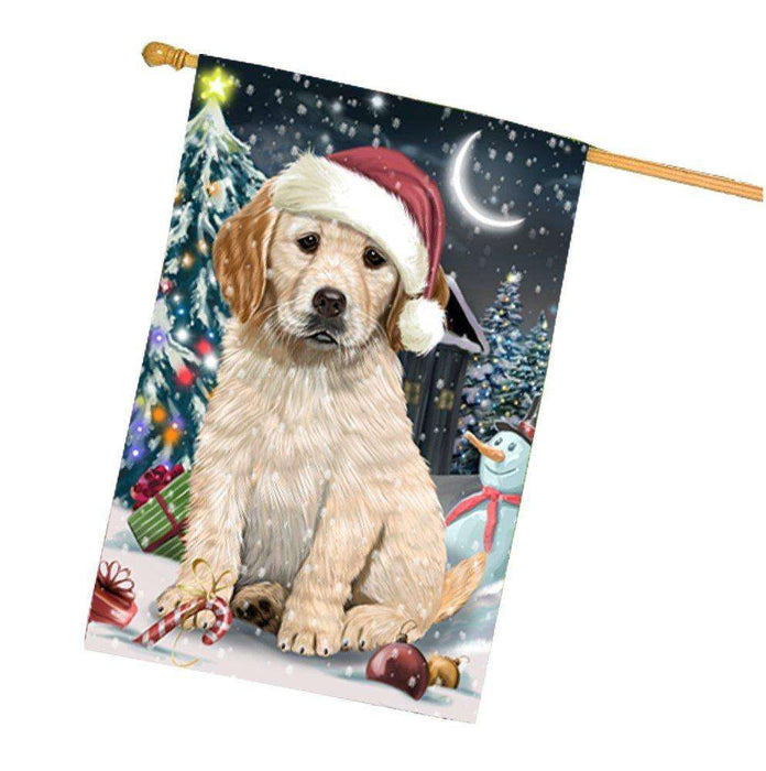Have a Holly Jolly Christmas Happy Holidays Golden Retriever Dog House Flag HFLG280