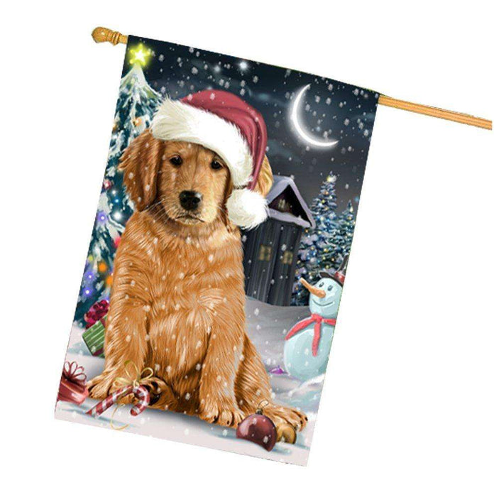 Have a Holly Jolly Christmas Happy Holidays Golden Retriever Dog House Flag HFLG281