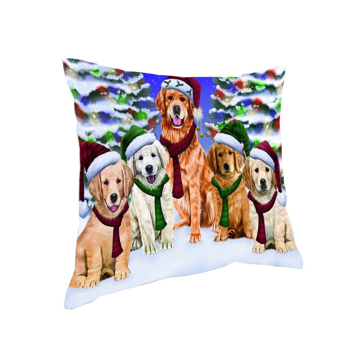 Have a Holly Jolly Christmas Happy Holidays Golden Retriever Dog Throw Pillow PIL1676