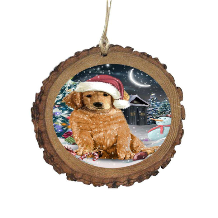 Have a Holly Jolly Christmas Happy Holidays Golden Retriever Dog Wooden Christmas Ornament WOR48281