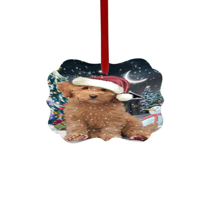 Have a Holly Jolly Christmas Happy Holidays Goldendoodle Dog Double-Sided Photo Benelux Christmas Ornament LOR48285