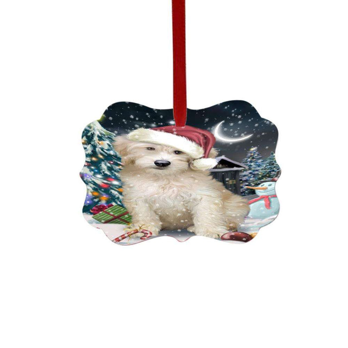 Have a Holly Jolly Christmas Happy Holidays Goldendoodle Dog Double-Sided Photo Benelux Christmas Ornament LOR48287