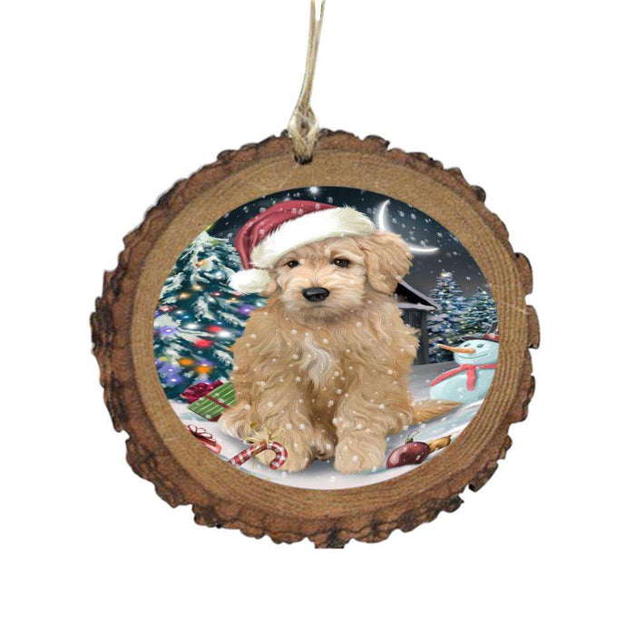 Have a Holly Jolly Christmas Happy Holidays Goldendoodle Dog Wooden Christmas Ornament WOR48284