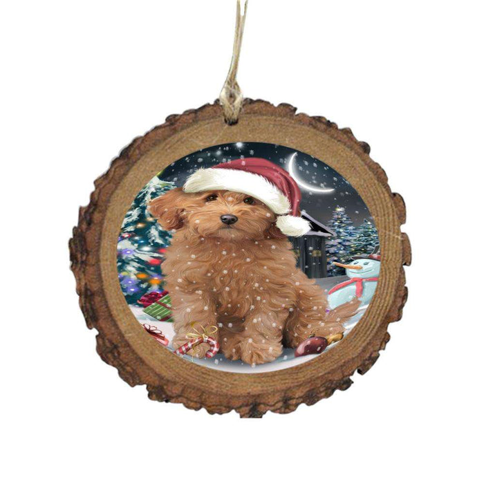 Have a Holly Jolly Christmas Happy Holidays Goldendoodle Dog Wooden Christmas Ornament WOR48285