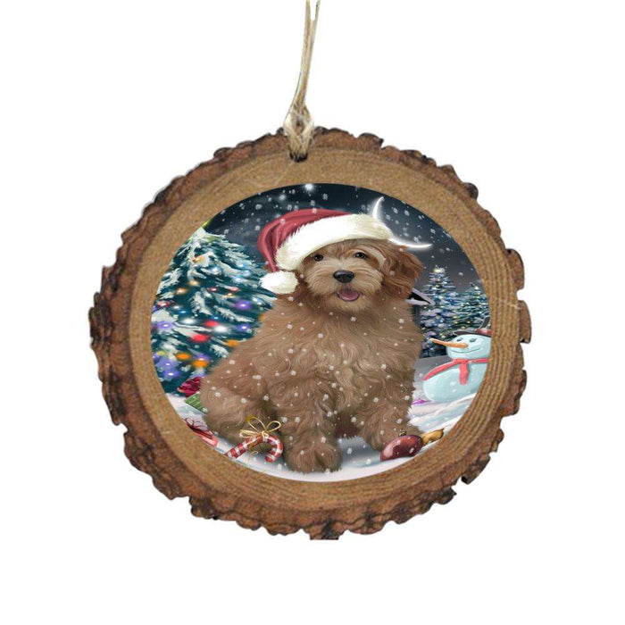 Have a Holly Jolly Christmas Happy Holidays Goldendoodle Dog Wooden Christmas Ornament WOR48286