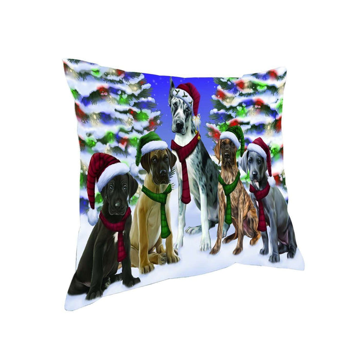Have a Holly Jolly Christmas Happy Holidays Great Dane Dog Throw Pillow PIL1680