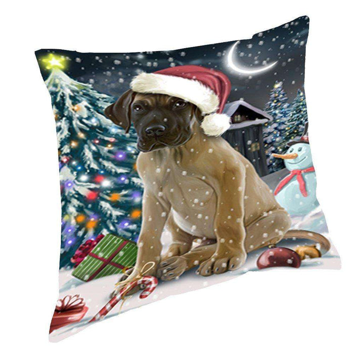 Have a Holly Jolly Christmas Happy Holidays Great Dane Dog Throw Pillow PIL424