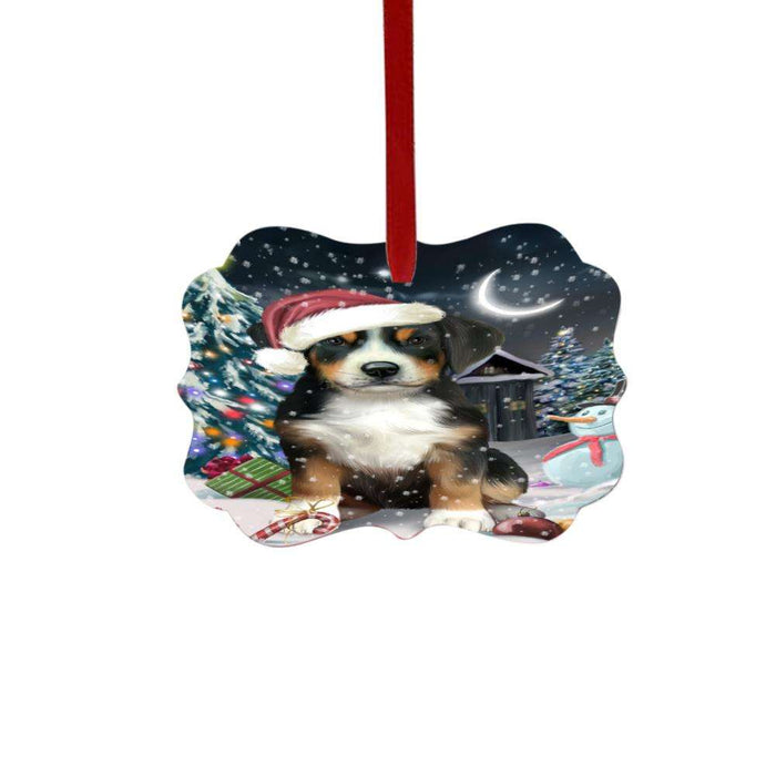 Have a Holly Jolly Christmas Happy Holidays Greater Swiss Mountain Dog Double-Sided Photo Benelux Christmas Ornament LOR48288