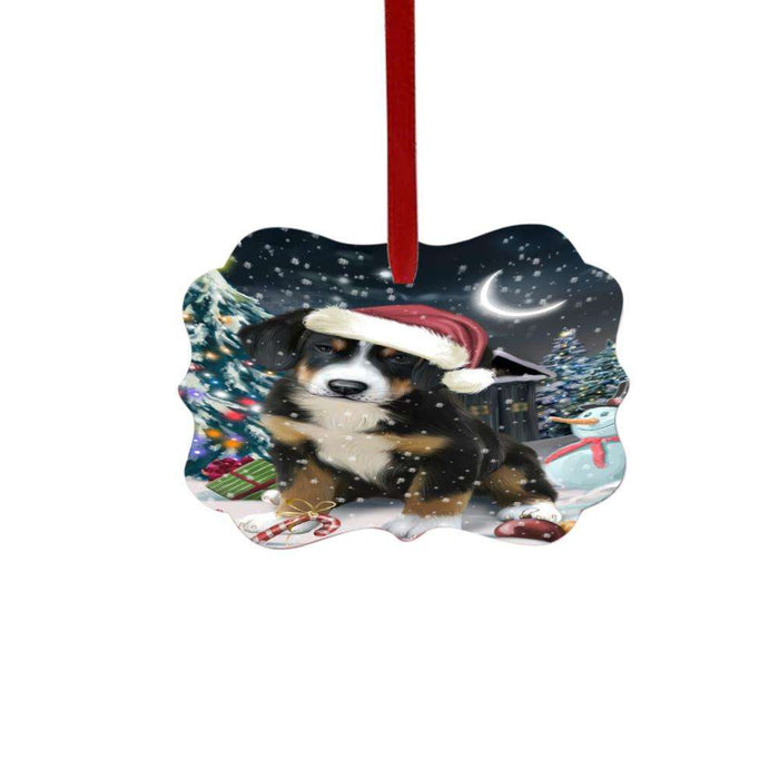 Have a Holly Jolly Christmas Happy Holidays Greater Swiss Mountain Dog Double-Sided Photo Benelux Christmas Ornament LOR48289