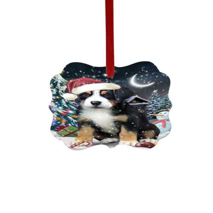 Have a Holly Jolly Christmas Happy Holidays Greater Swiss Mountain Dog Double-Sided Photo Benelux Christmas Ornament LOR48291