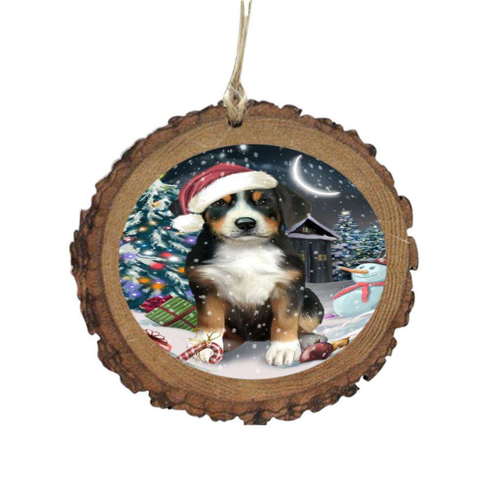 Have a Holly Jolly Christmas Happy Holidays Greater Swiss Mountain Dog Wooden Christmas Ornament WOR48288