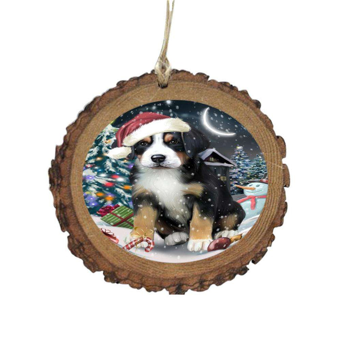 Have a Holly Jolly Christmas Happy Holidays Greater Swiss Mountain Dog Wooden Christmas Ornament WOR48291