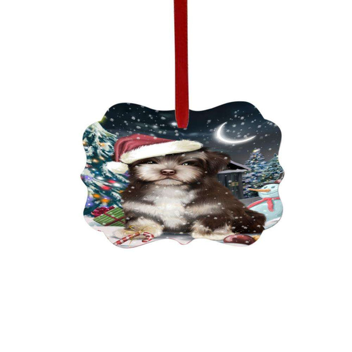 Have a Holly Jolly Christmas Happy Holidays Havanese Dog Double-Sided Photo Benelux Christmas Ornament LOR48161