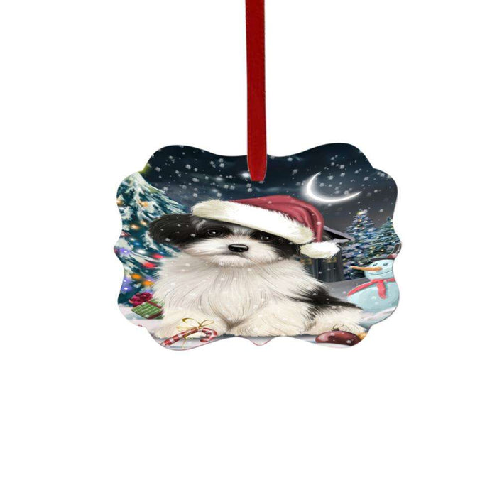 Have a Holly Jolly Christmas Happy Holidays Havanese Dog Double-Sided Photo Benelux Christmas Ornament LOR48162