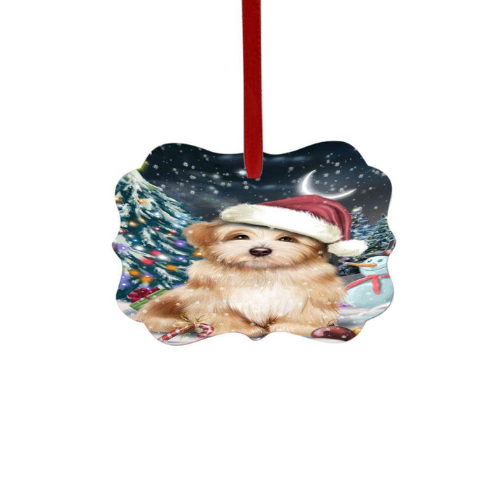 Have a Holly Jolly Christmas Happy Holidays Havanese Dog Double-Sided Photo Benelux Christmas Ornament LOR48163