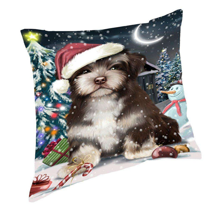 Have a Holly Jolly Christmas Happy Holidays Havanese Dog Throw Pillow PIL436
