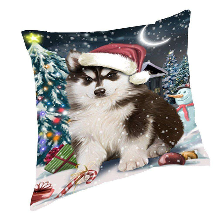 Have a Holly Jolly Christmas Happy Holidays Husky Dog Throw Pillow PIL448